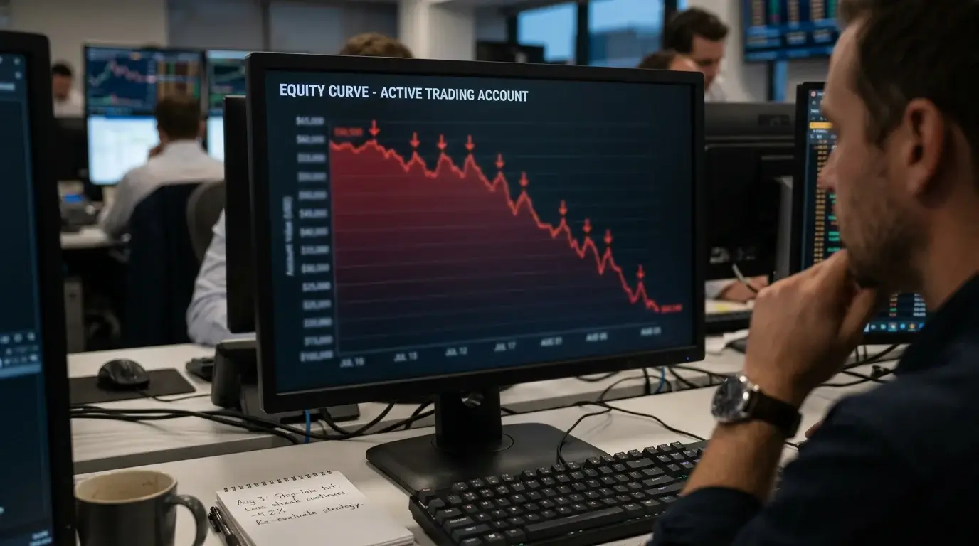 Графика на drawdown по време на низходяща серия