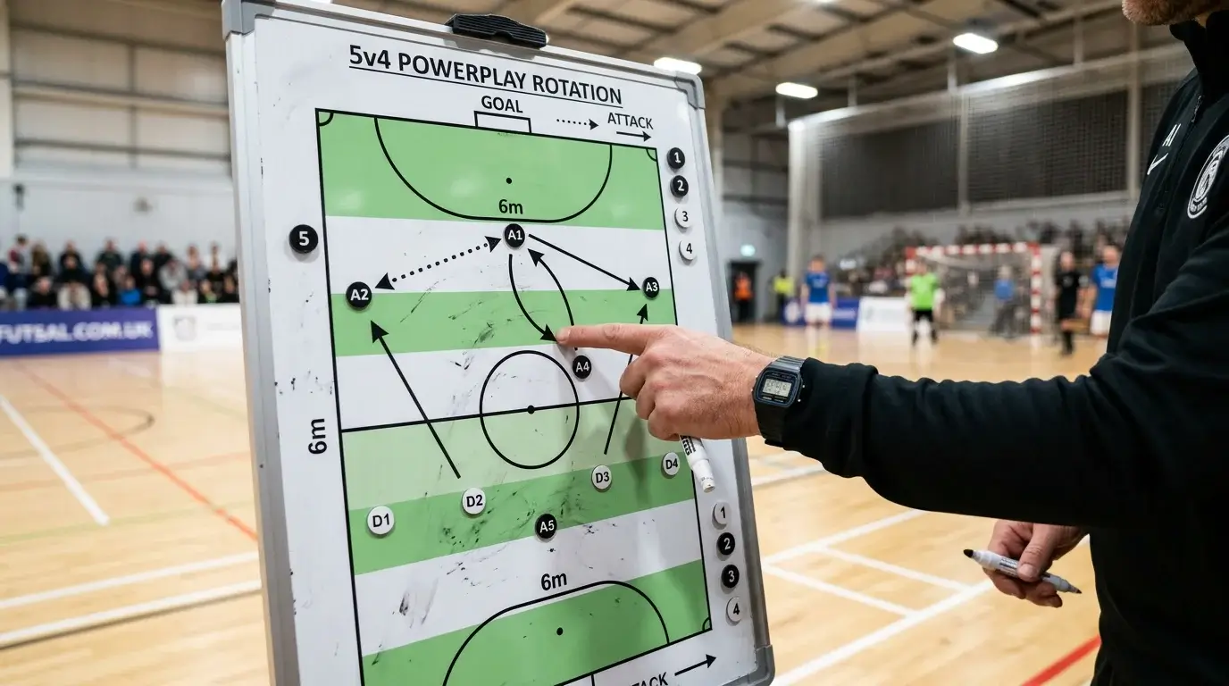 Треньорска дъска с разчертана ротация при powerplay атака