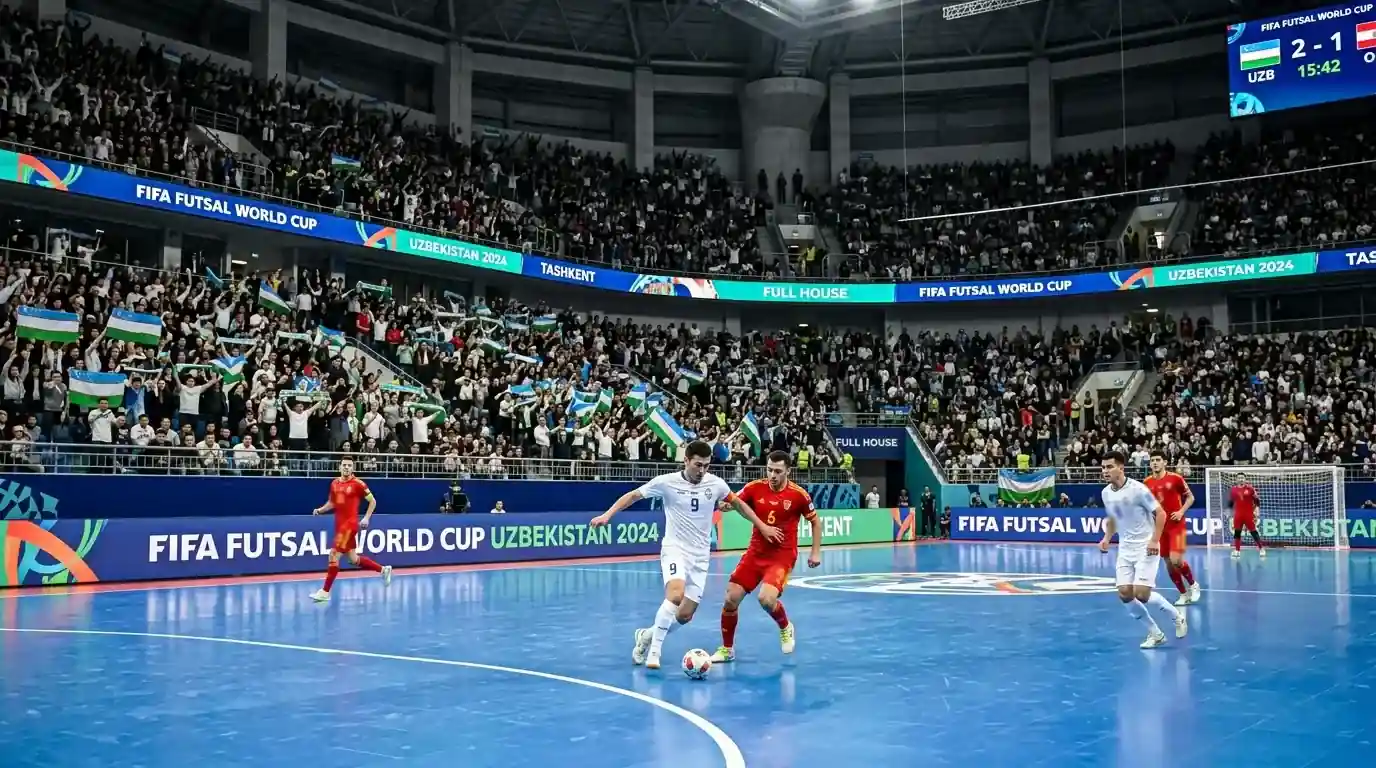Препълнена арена в Узбекистан по време на мач от FIFA Futsal World Cup 2024