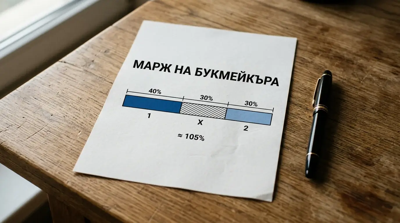 Визуализация на маржа на букмейкъра при футзал линия 1×2