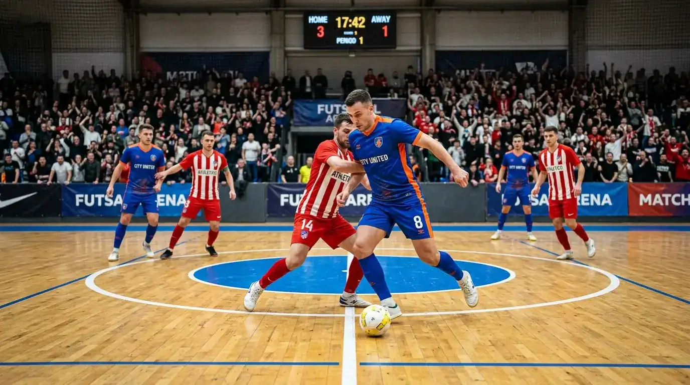 Клубен мач от UEFA Futsal Champions League в зала с публика